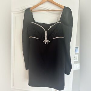 Self portrait, black dress with crystals